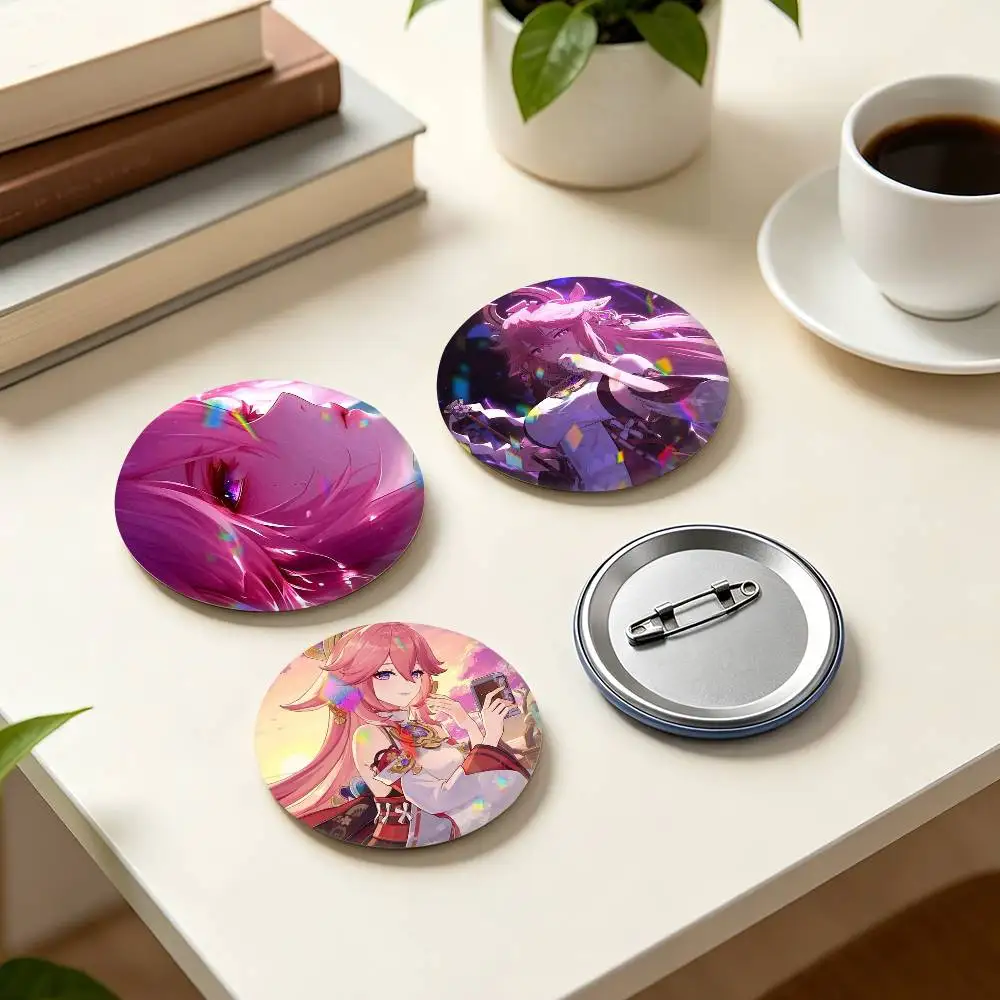 G-Genshin Impact Game Y-Yae Miko  25mm 32mm 44mm 58mm 75mm Brooches Badges Pins for Accessories Gift