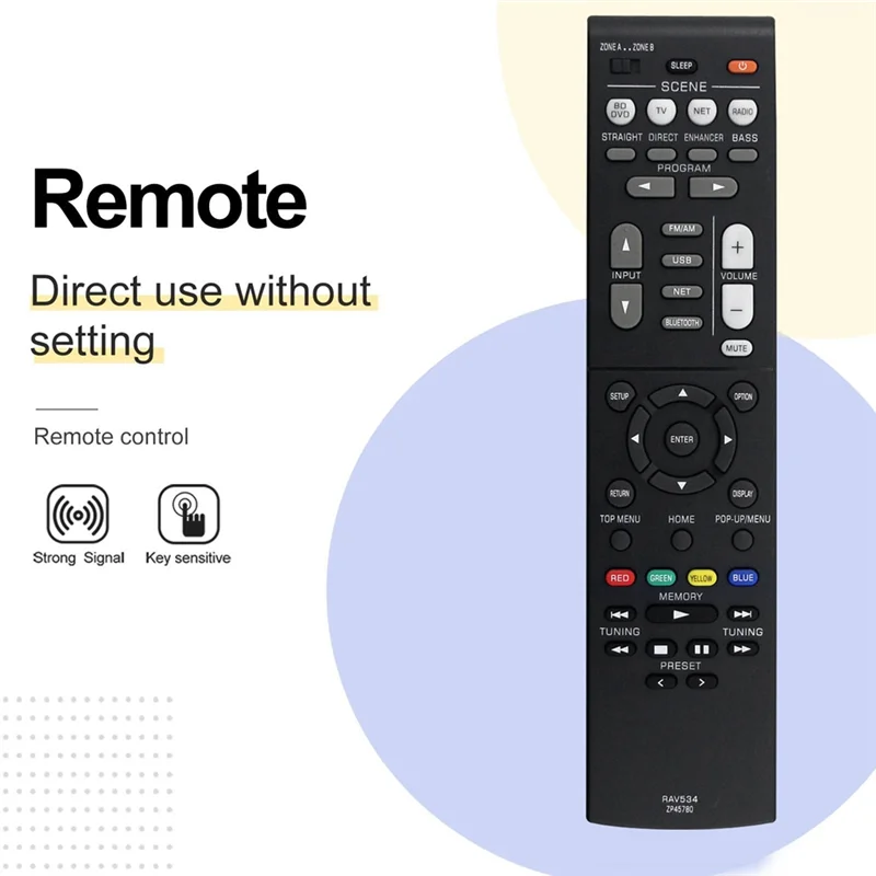 AA60-reemplazar RAV534-ZP45780 Control remoto para receptor AV Yamaha RX-V485 RX-V479 RX-V579 HTR-4068 RX-V481 RX-V581