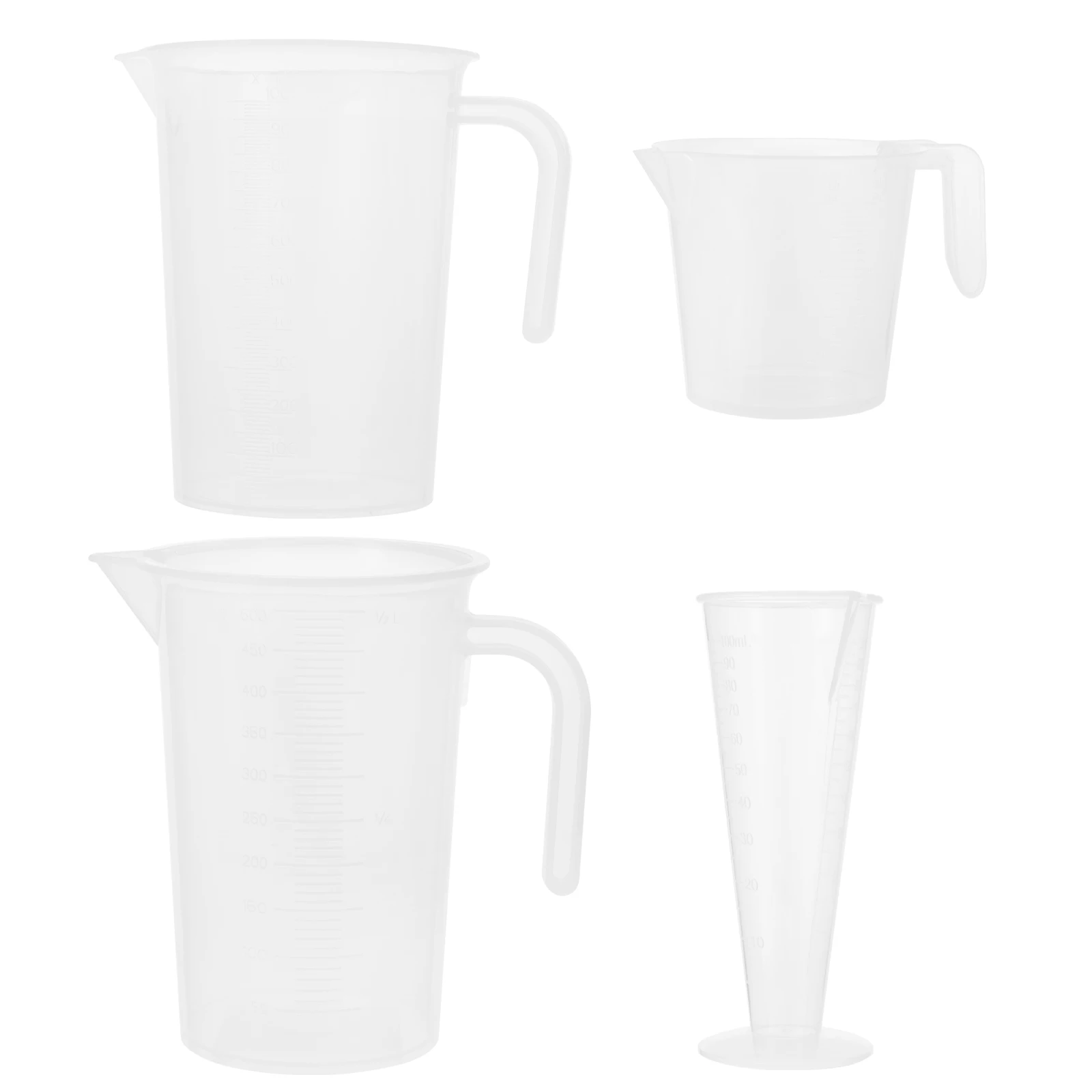 

4pcs Plastic Measuring Measuring Jug Kitchen Cylinder Baking Clear Jug Scale Lightweight V shaped Spout