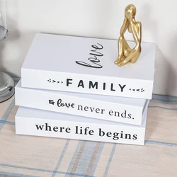 3pcs/Set Modern Fake Books Decoration White Color Simulation Book Home Decor Club Hotel Model Living Room Props Books Decor