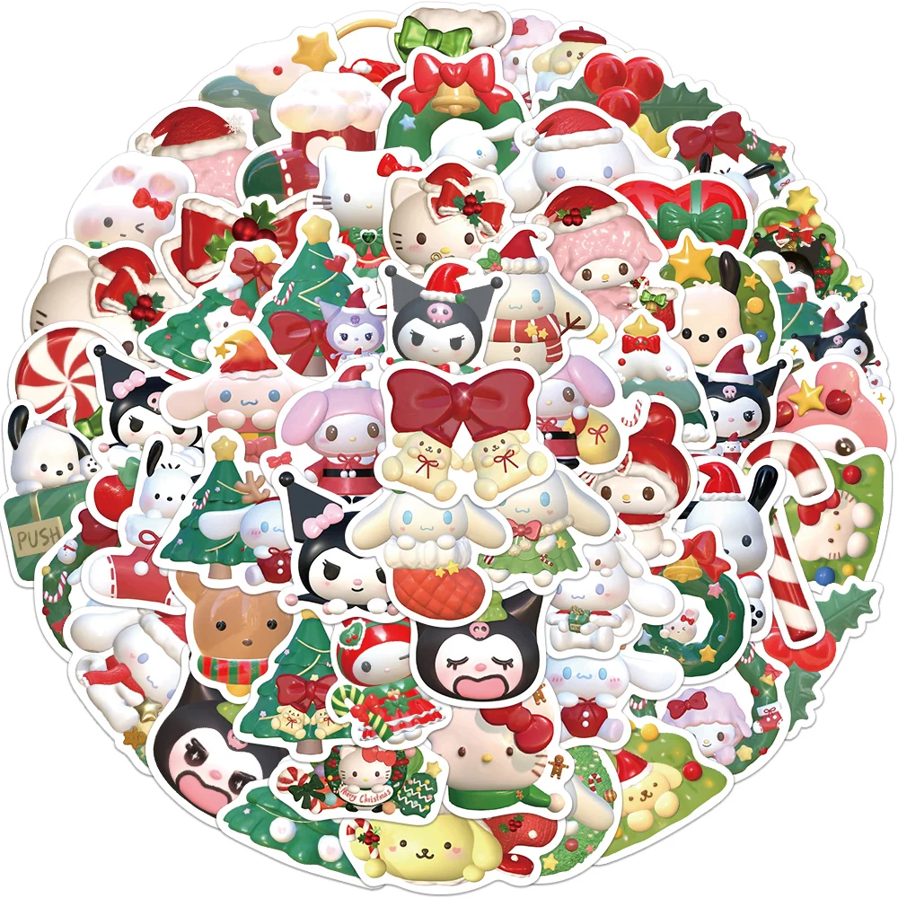 10/30/62PCS Christmas Kuromi Melody Kitty Anime Stickers Decals DIY Skateboard Notebook Luggage Phone Fridge Bike Sanrio Sticker