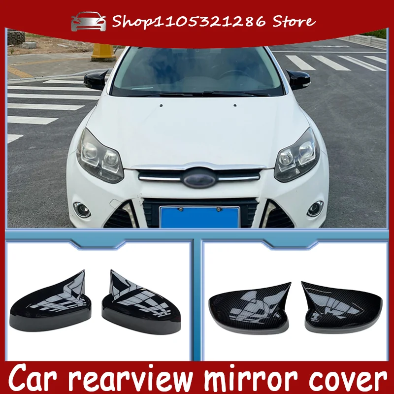 Carbon Fiber Bright black Side Rearview Mirror Cover For Ford Focus MK2 MK3 2012 2013 2014 2015 2016 2017