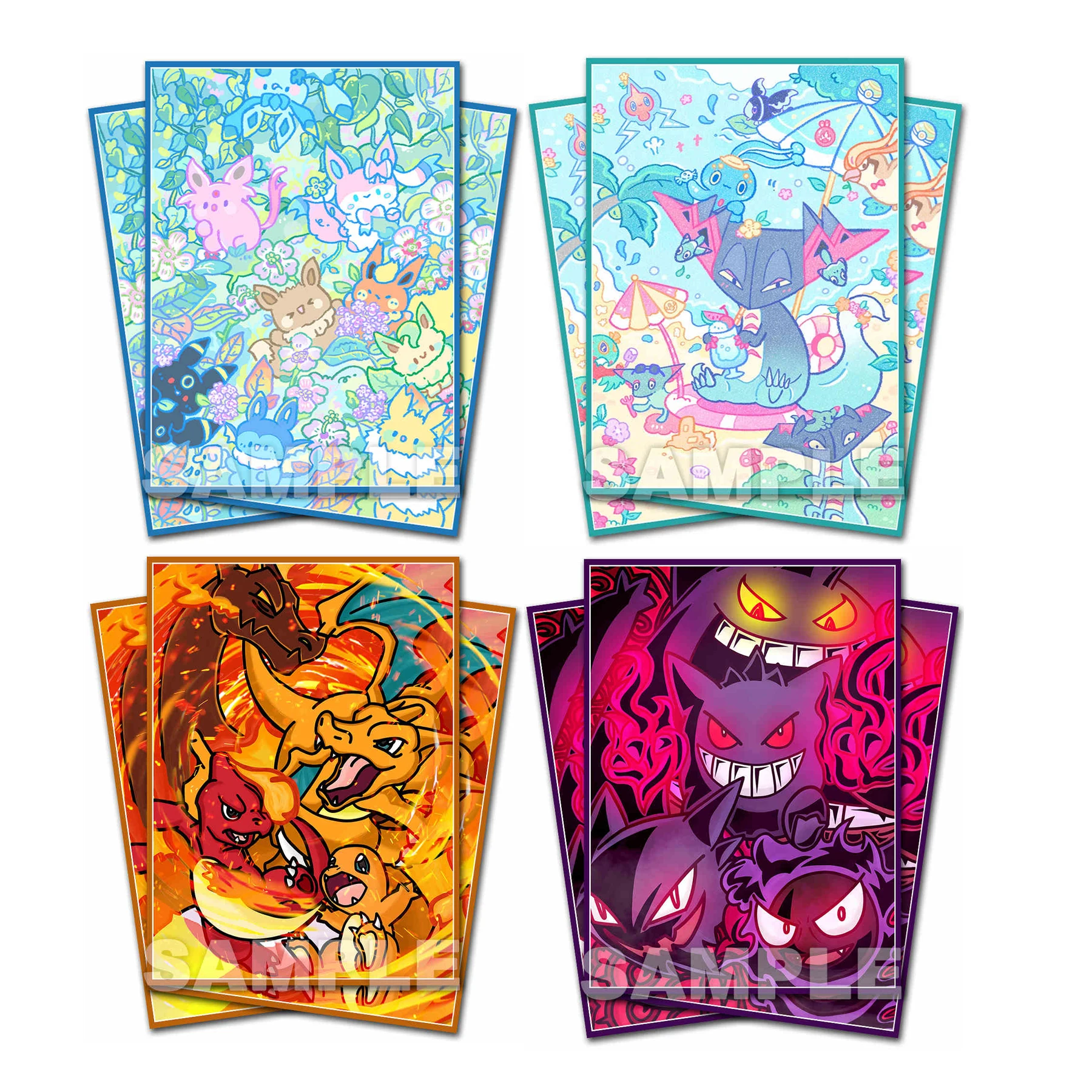 67x92mm 60 pçs/set ptcg charizard gengar cartão capa protetora opcg ptcg eeveelution fosco cartão mangas anime cartões presente brinquedos