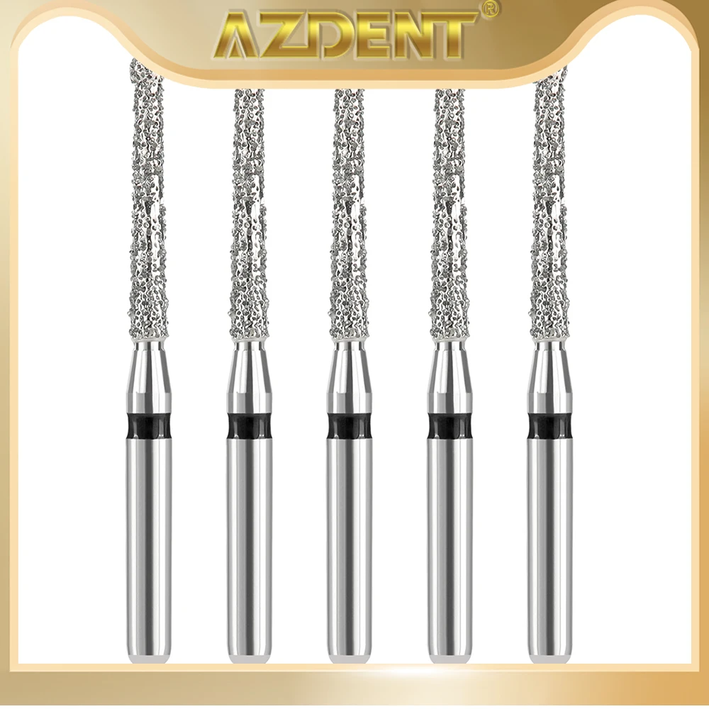 5PCS/Box AZDENT Dental Diamond Endo Burs 21mm FG 1.4/1.6/1.8mm for Opening and Preparing The Pulp Cavity Dentistry Instrument