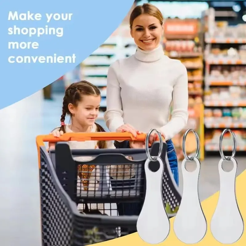 

Anti-Lost Stainless Steel Cart Token Keychain:Trolley Unlock Release Key Quarter Keychain – Must-Have Tool for Shopping Cart Use