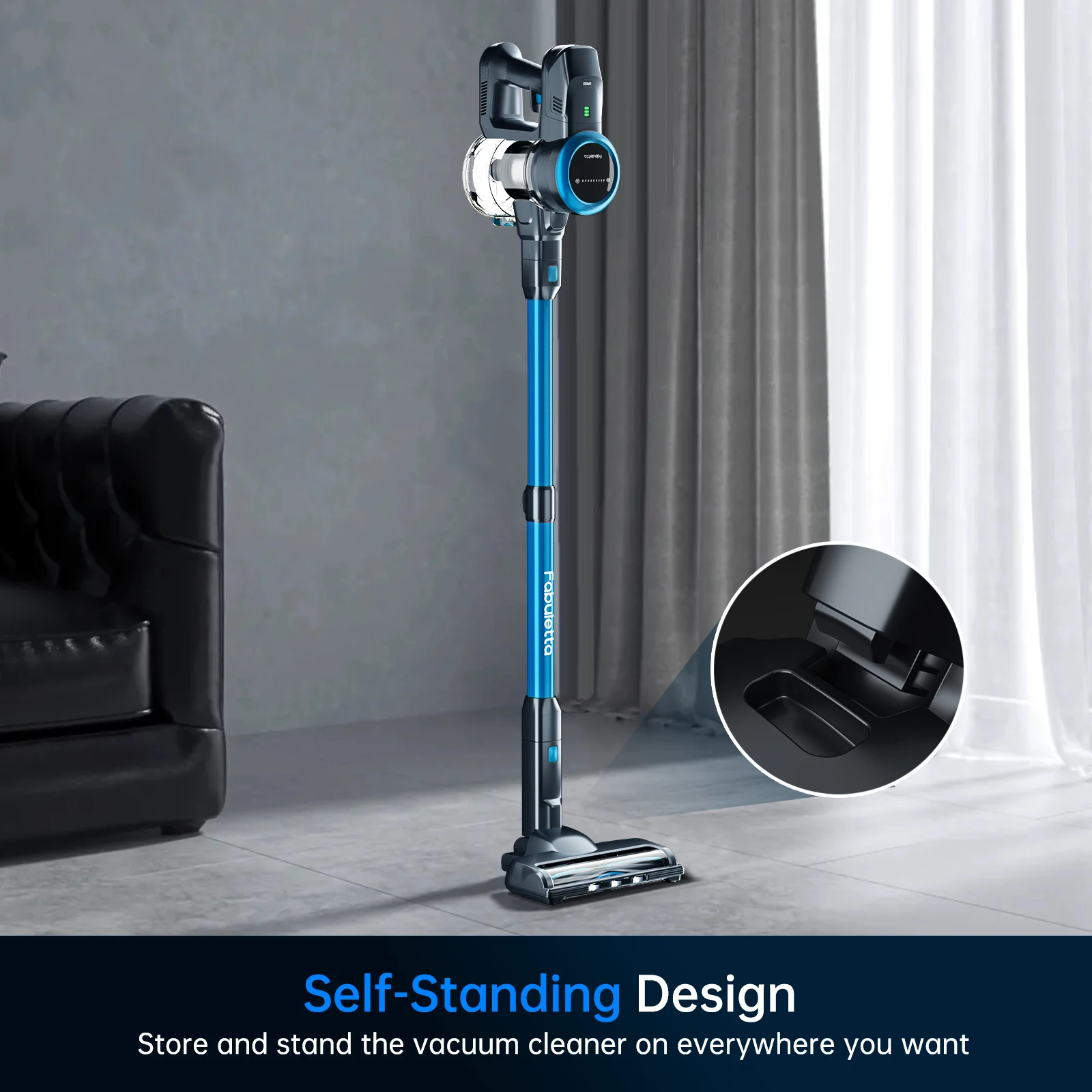 Fabuletta Cordless Vacuum Cleaner, 24Kpa Powerful Suction Stick Vacuum Cleaner With 250W Brushless Motor, LED Display