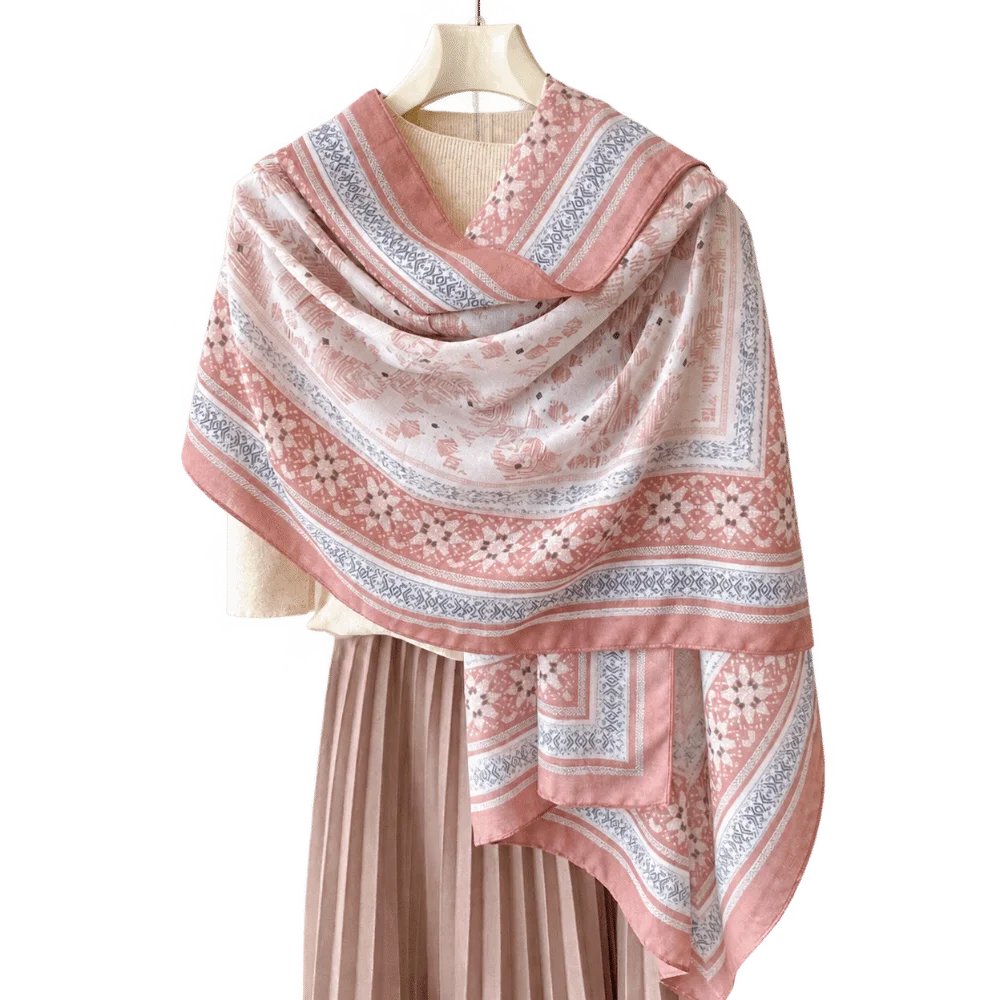 Lightweight Large Size Ethnic Print Shawl Multi-Purpose Bohemian Beach Wrap Shawl Tribal Print Casual Travel Cover Up For Women