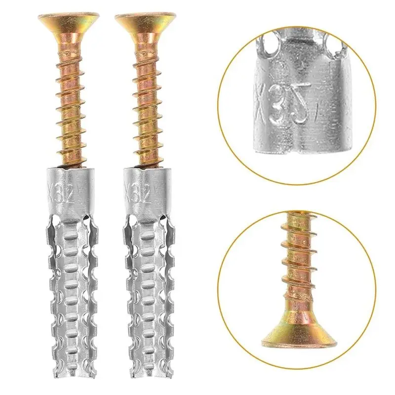 Metal Expansion Screws Hollow Wall Anchors Kit, 50-200PCS Self Tapping Drilling Plug Bolt