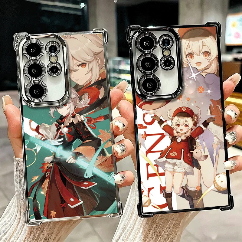 Genshin Impact Anime Plating Phone Case For Samsung Galaxy S26 S25 Edge S24 S23 Ultra S22 S21 Plus S20 FE Anti-Fall Protection C