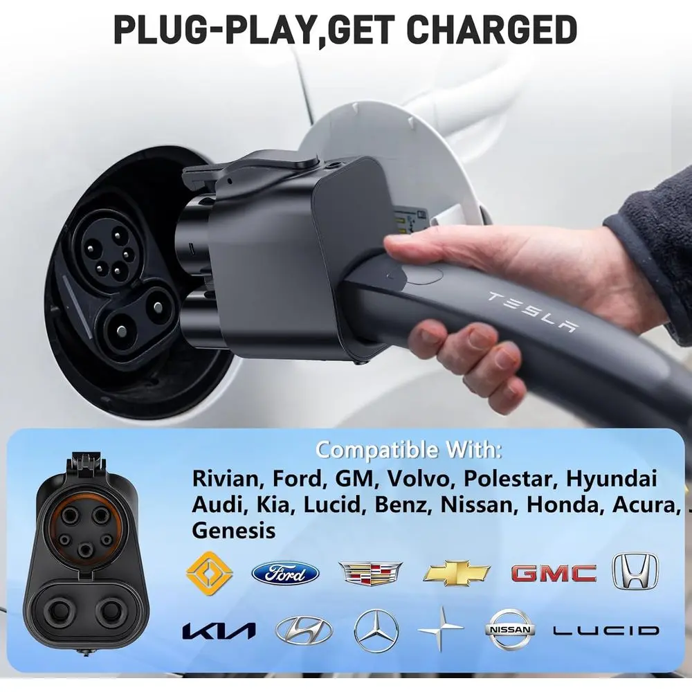 تم ترقيتها 2025 لشاحن Tesla Supercharger إلى محول الشحن CCS1، بحد أقصى 500 أمبير 1000 فولت - محول شحن سريع NACS إلى CCS، متوافق