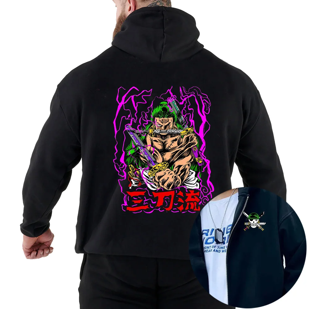 Anime ONE PIECE Hoodies Roronoa Zoro casual men's and women's pullover clothing autumn and winter street clothing