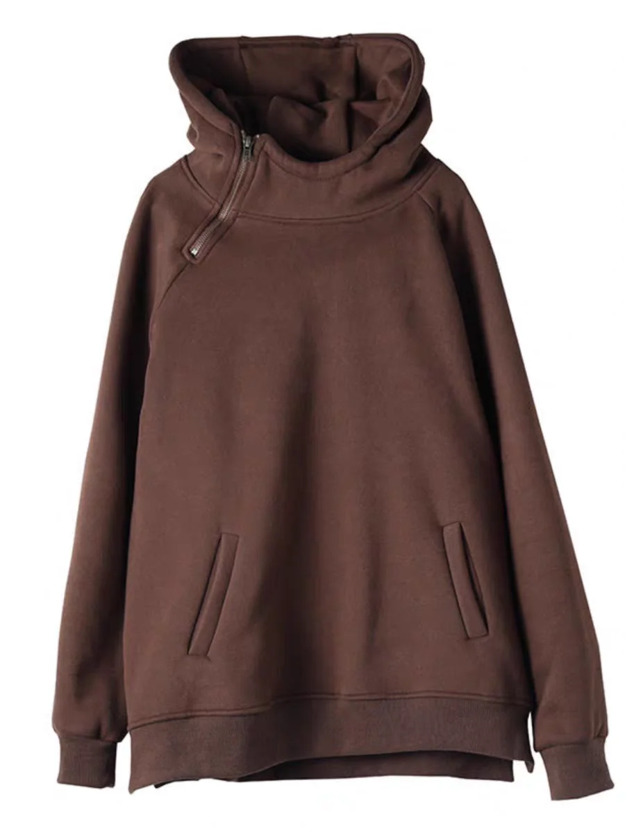 سترة Thiened Fce النسائية فضفاضة غير رسمية بقلنسوة مرقعة للخريف والشتاء ملابس خروج مريحة قابلة للتنفس #5