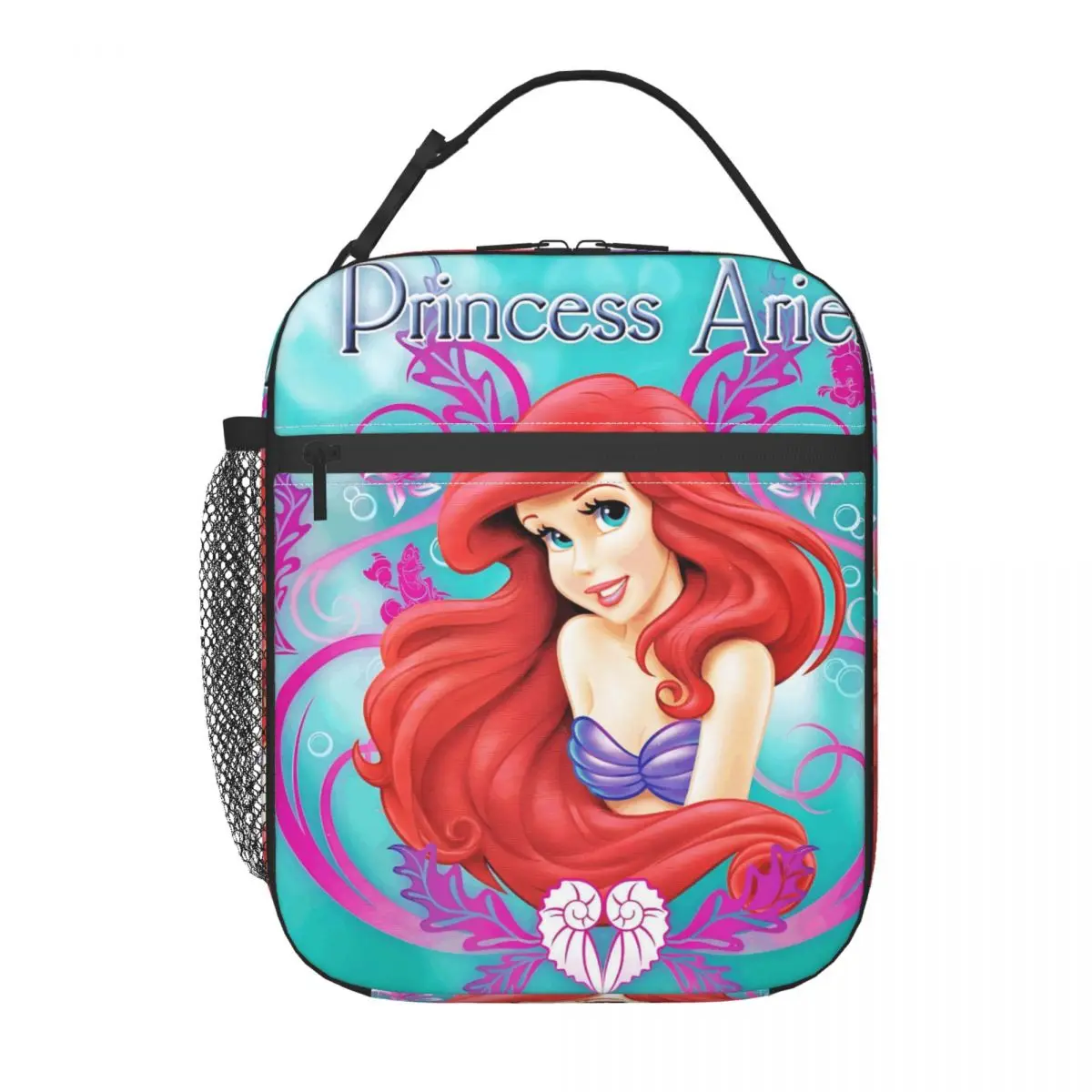 

Custom Ariel The Little Mermaid Thermal Insulated Lunch Bag Women Portable Lunch Box for Outdoor Picnic Storage Food Tote Bags