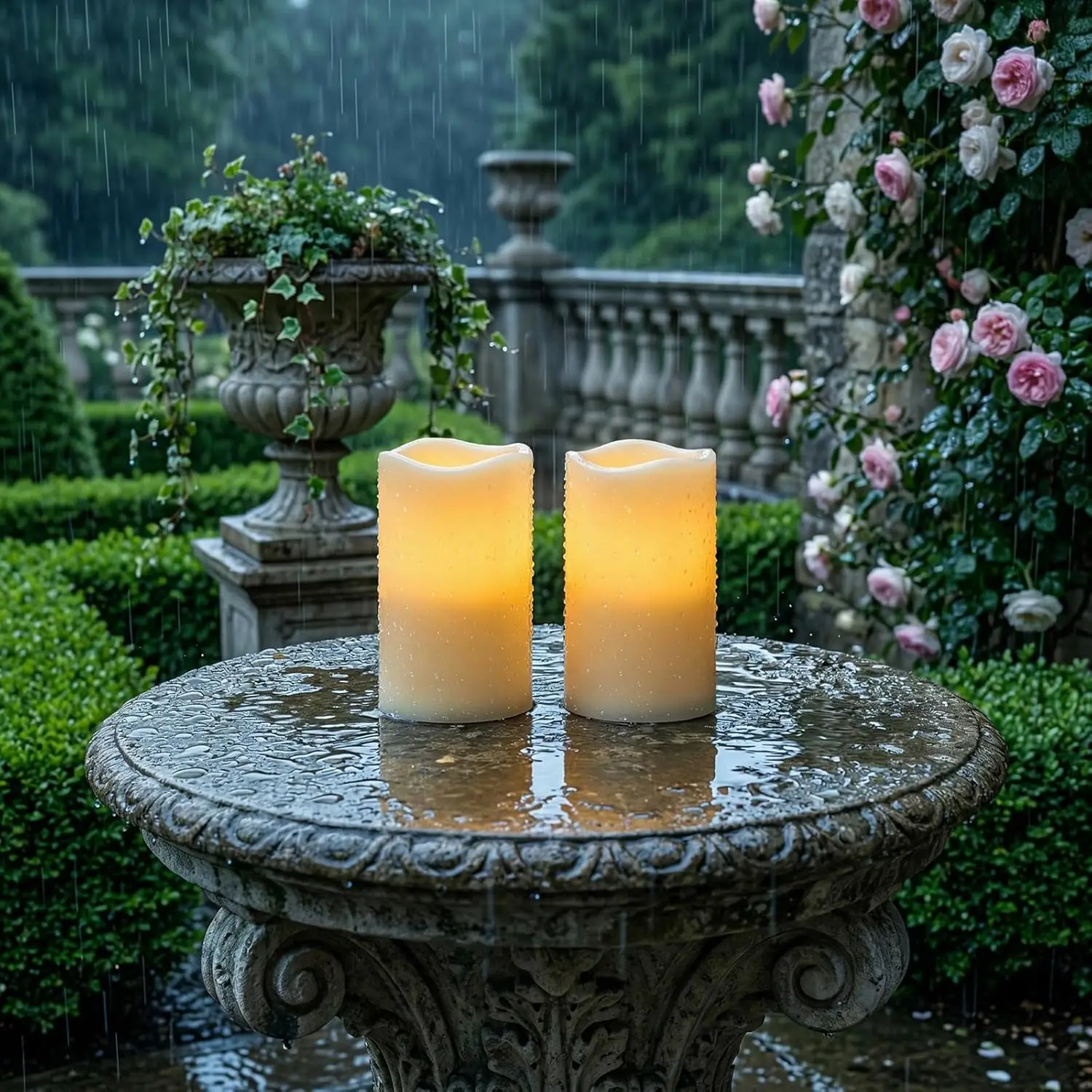 

2-Pack LED Flameless Candles, 3x5 Inch, Waterproof, Remote & Timer, Ivory White, Battery Operated