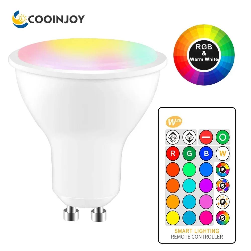 دافئ أبيض RGB LED لمبة ، تغيير اللون ، الإضاءة الغلاف الجوي ، مصباح فلاش ، وضع تتلاشى القوية ، KTV ، أضواء الزخرفية ، 8 واط ، GU10 ، تغيير اللون