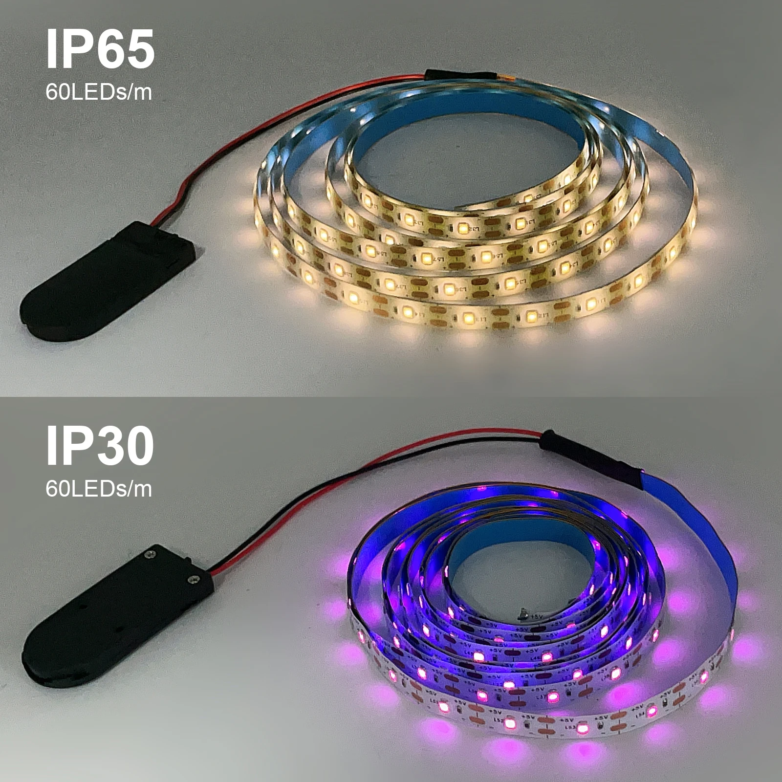 DC5V Battery Powered LED Strip 2835 Flexible Tape Ribbon 60LEDs Waterproof Ribbbon Rope TV BackLight Cabinet Night Light