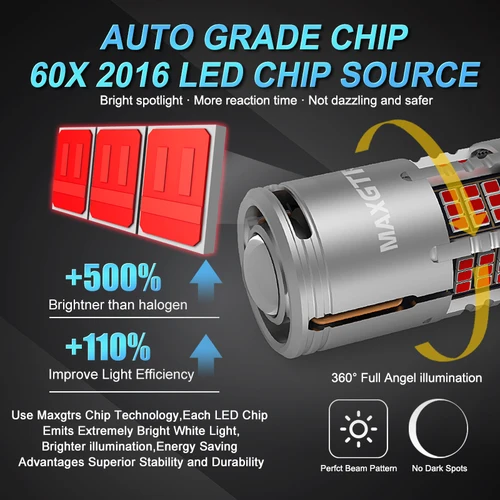 Imagen 2 del producto 2x CANBUS BAY15D P21/5W 1157 7443 W21/5W P21W 60X 2016 bombilla de Chip LED parada roja Tai sin Error Hyper Flash lente de lámpara de freno