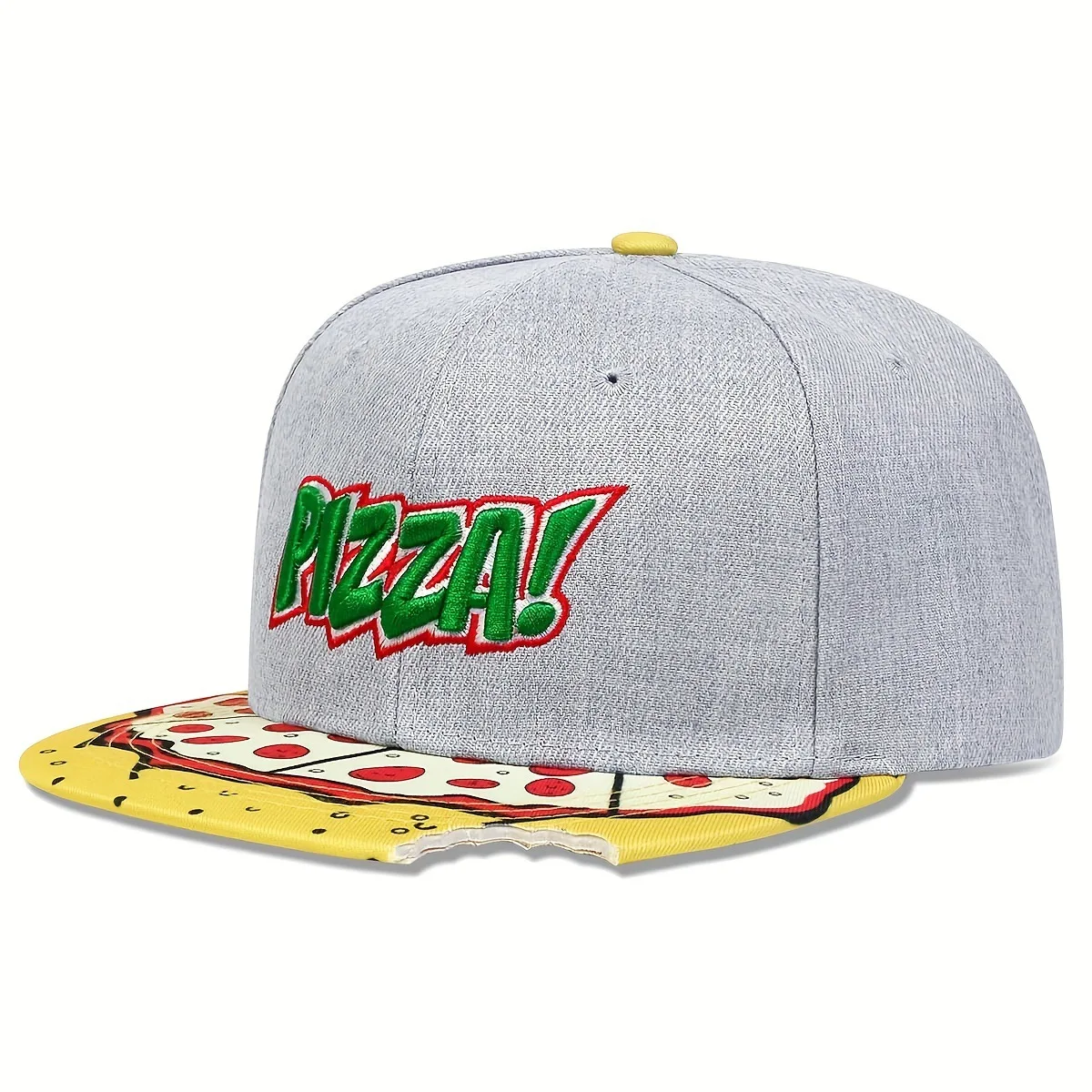 2024 New Snapback Cap Men Cartoon Pizza Embroidery Baseball Caps For Men Fashion Design Bite Mark Flat Brim Hat Hip Hop Sun Hats