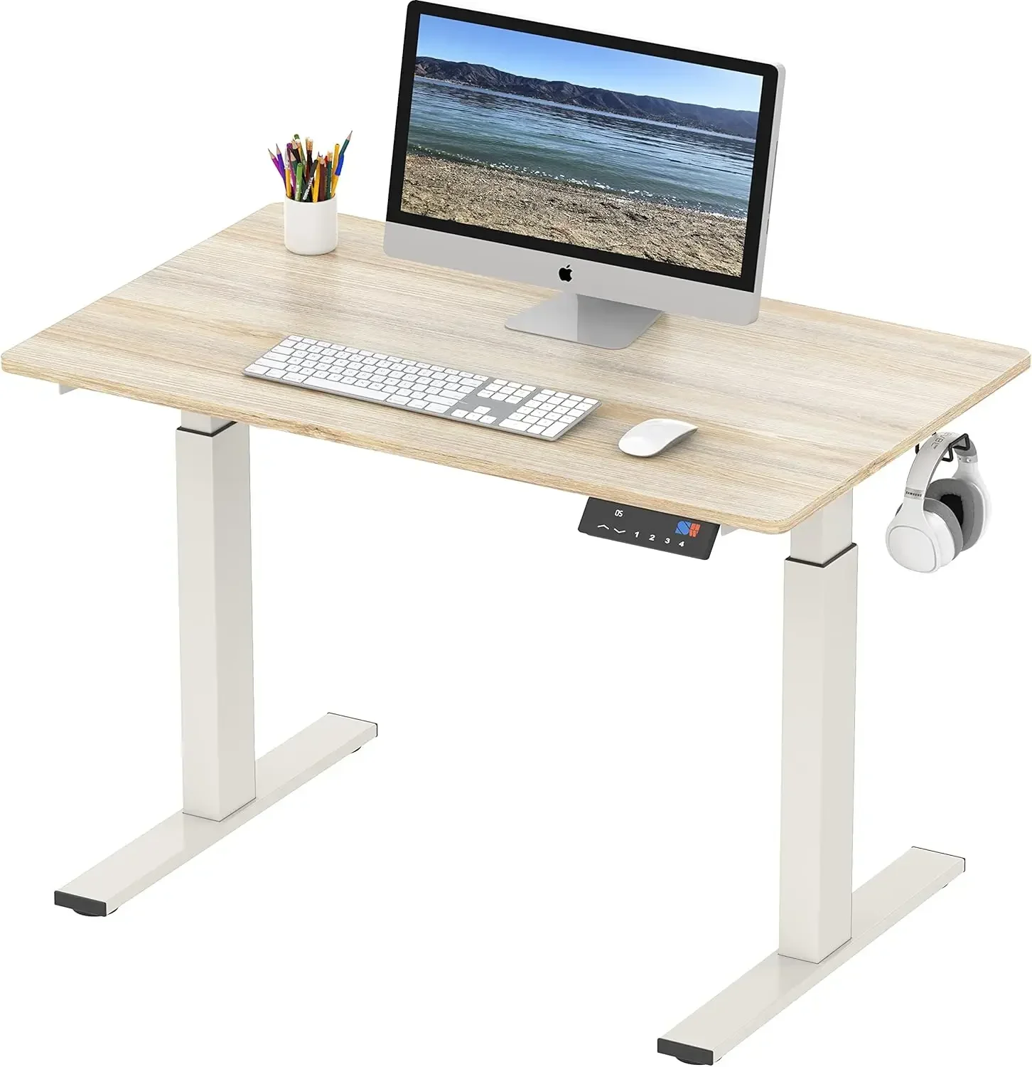 Memory Preset Electric Height Adjustable Standing Desk, 40 x 24 Inches, Maple