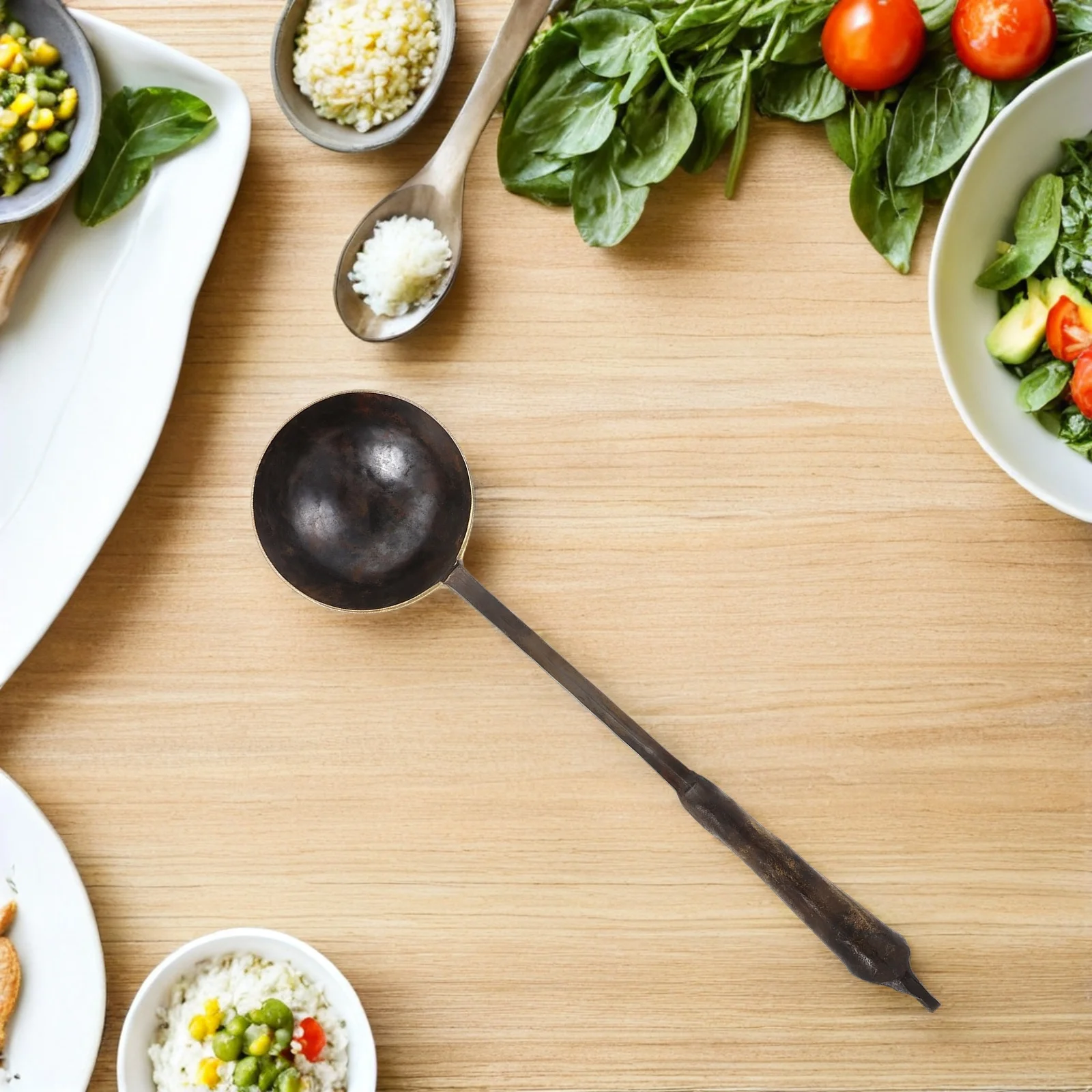 

Copper Dessert Spoon Sugar Art Long Handle Prevents Burns Comfortable Cleaning Versatile Kitchen Tool Condiment