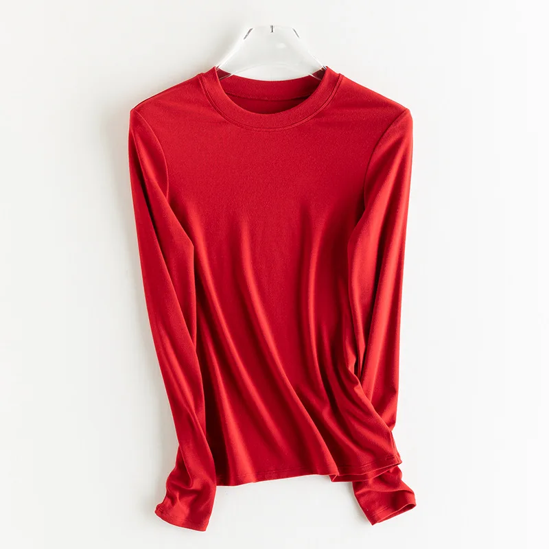 SuyaDream, Damen-T-Shirt, 28 % Wolle, 37 % Baumwolle, lange Ärmel, solides Basic-Thermo-Shirt, Herbst-Winter-Top 2025, Herbst-Winter-Top – Detail 23