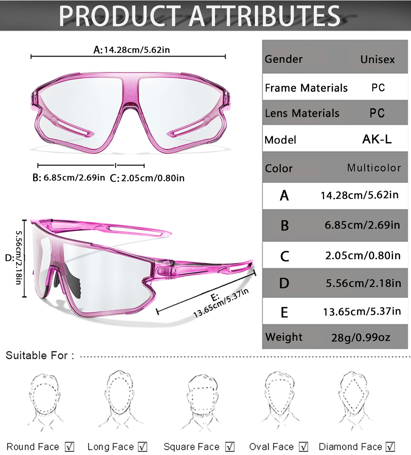 2 Packungen Männer Frauen Photochrome Radfahren Sonnenbrillen Outdoor Laufen Radfahren Mtb Fahrrad Wandern Fahren Brillen Mode Gläser – Detail 2