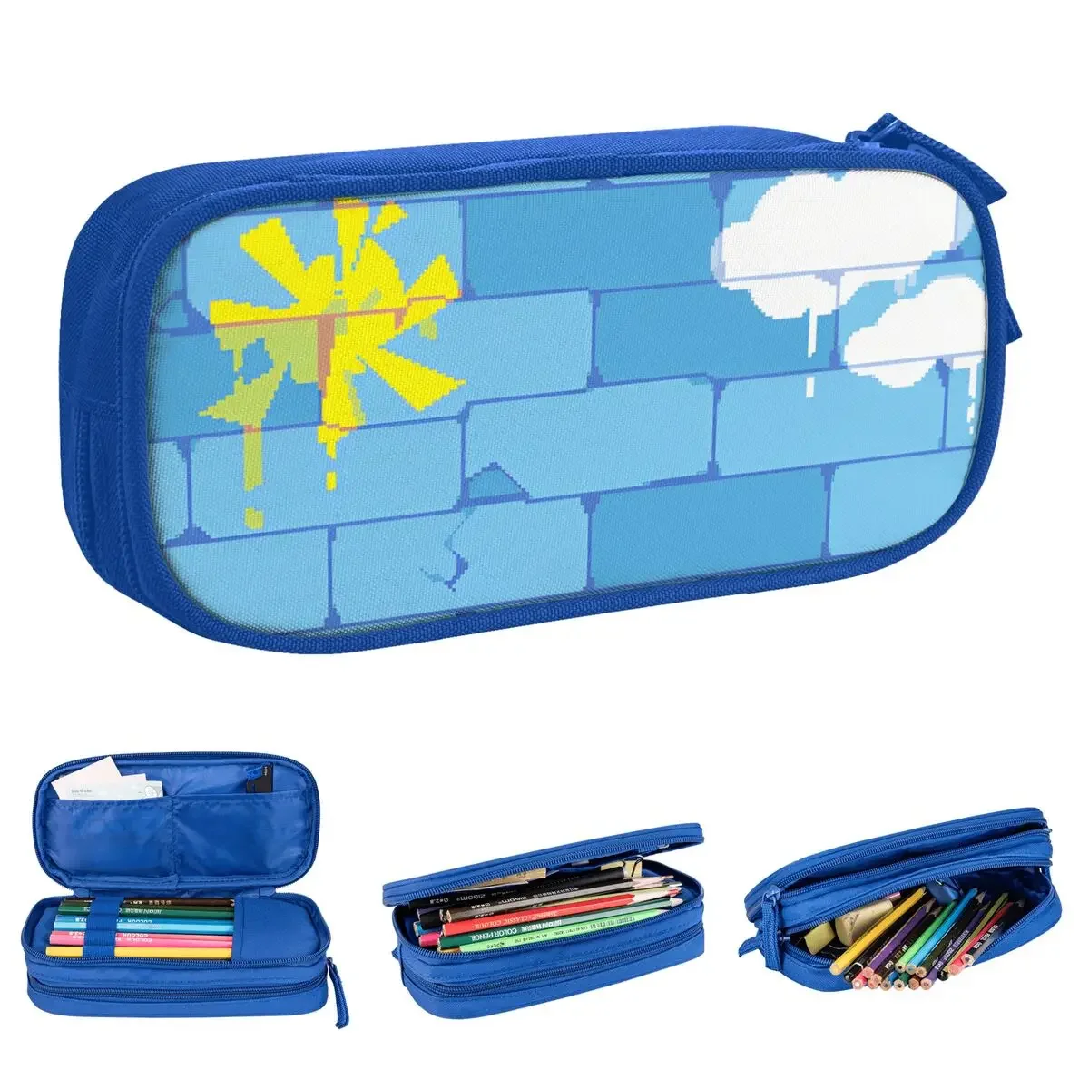 Deltarune Bricks Pixel Art Pencil Case Cute Pen Pencil Bags Girls Boys Big Capacity Students School Cosmetic Pencilcases