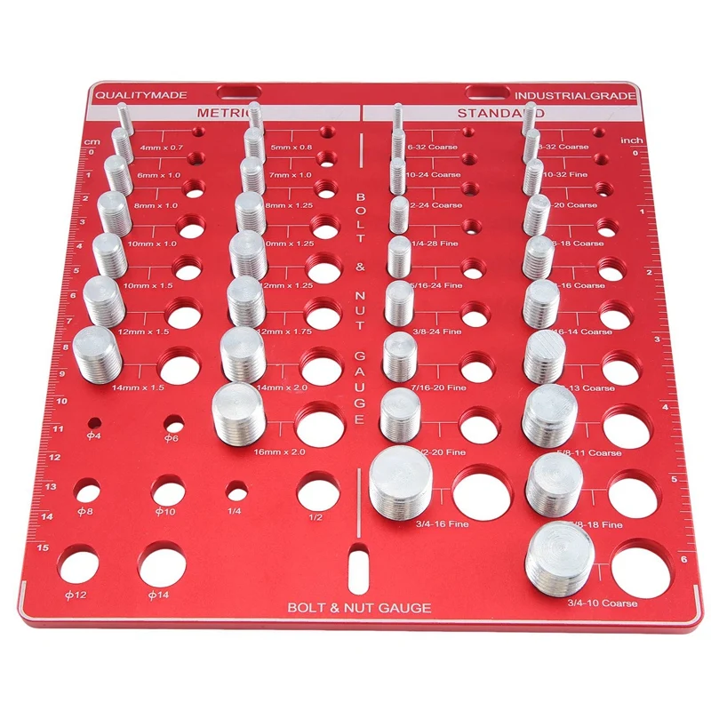 

34Hole Nut and Bolt Thread Checker,Thread Checker,Bolt Size and Thread Gauge Identifier,Ruler with Inches and Centimeter