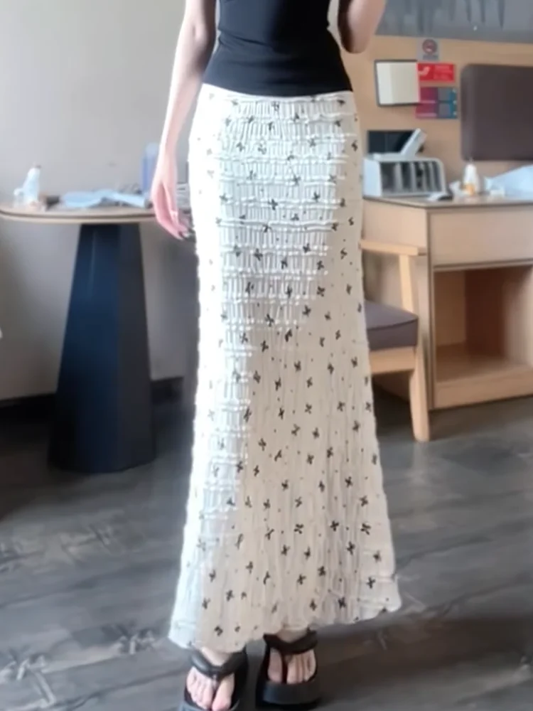 

Белая юбка с узловым принтом, женская, летняя, новая, облегающая, с эффектом утяжки бедер, в стиле Sweet Spicy, длинная юбка-рыбий хвост