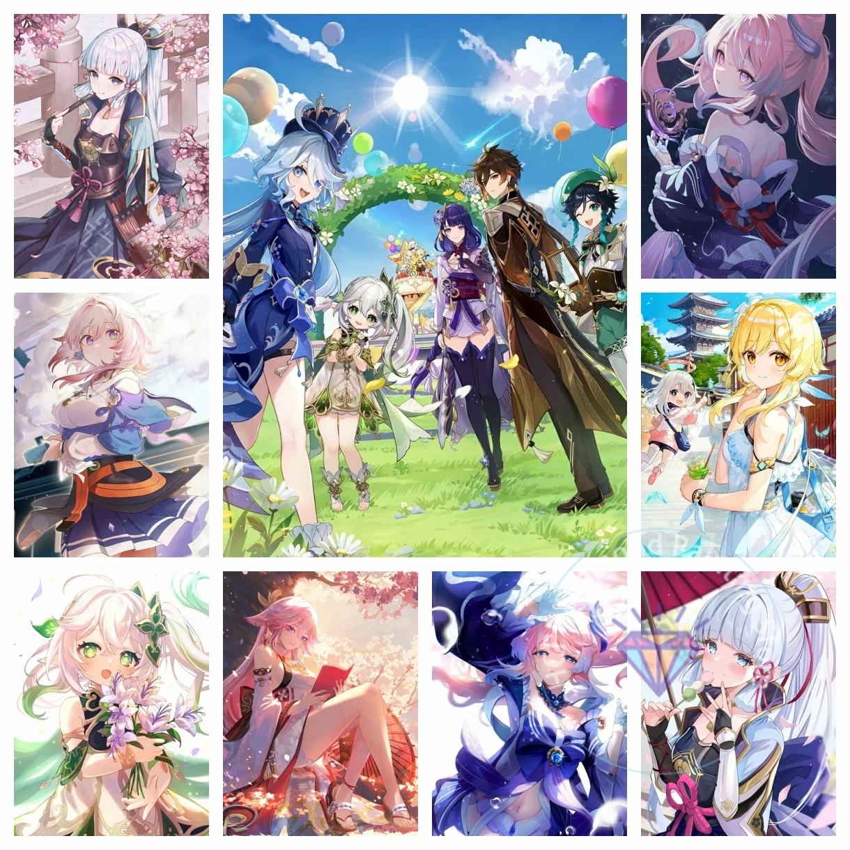 Genshin تأثير الماس طقم الطلاء 5D DIY الماس التطريز عبر غرزة اليدوية الفن هدية الحرف ديكور المنزل هدية #1