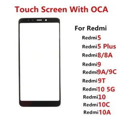 Front Glass For Xiaomi Redmi 10 5G 10C 5 Plus 8 8A 9 9C 9A 9T Touch Screen LCD Display Out Panel Cover Repair Replace Part + OCA