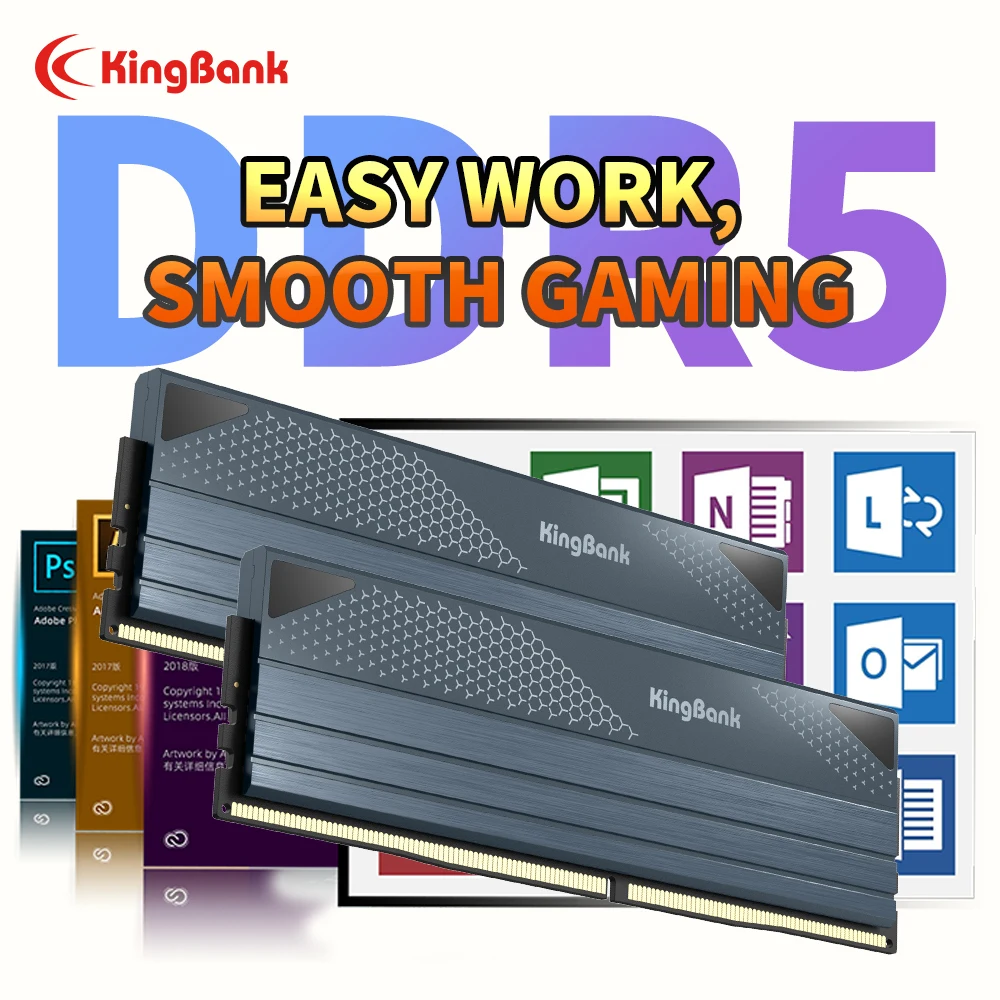 KingBank DDR5 noir SOARBLADE KFXB série mémoire 48GB (24GBx2) ensemble 8000 8400 MHz CL38 Kit double canal RAM d'ordinateur haute vitesse