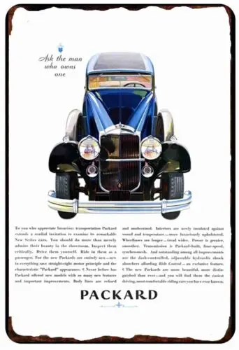 Vintage Packard Pure Luxury Car Advertising  All Metal Tin Sign  8 x 12 sign