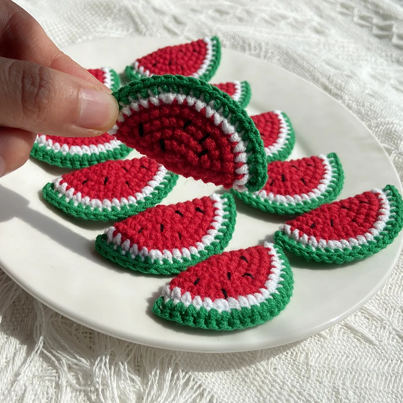 10PCS Handmade DIY  Watermelon Lemon Crochet 5.2CM/2.05″ Cotton Thread Knitted Applique Penda Sewing Accessories