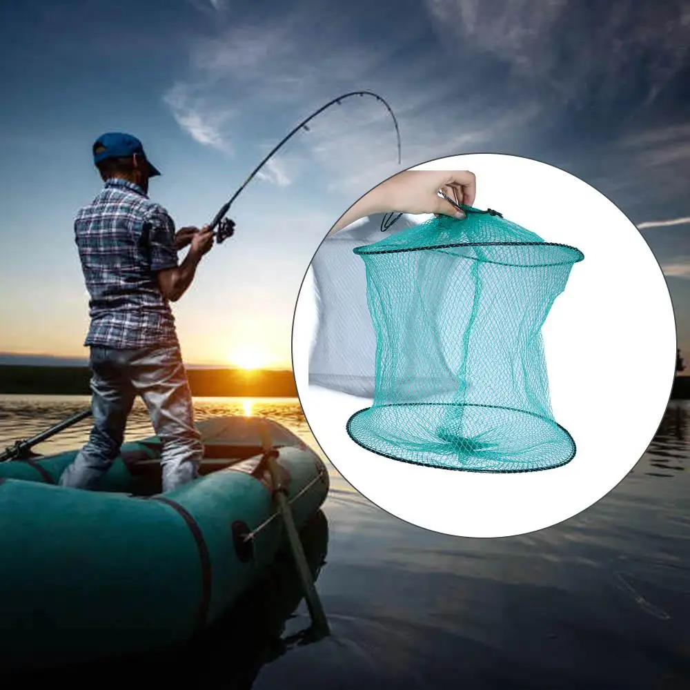 

Portable Foldable Lobster Storage Cage Tackle Random color Fish Shrimp Mesh Cage Cast Net Fishing Net Fishing Trap Network