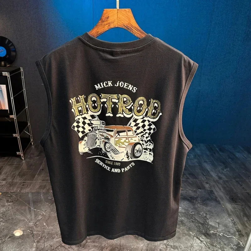 

Лето 2026, новая спортивная свободная майка без рукавов для фитнеса, мужская впитывающая пот модная футболка с принтом