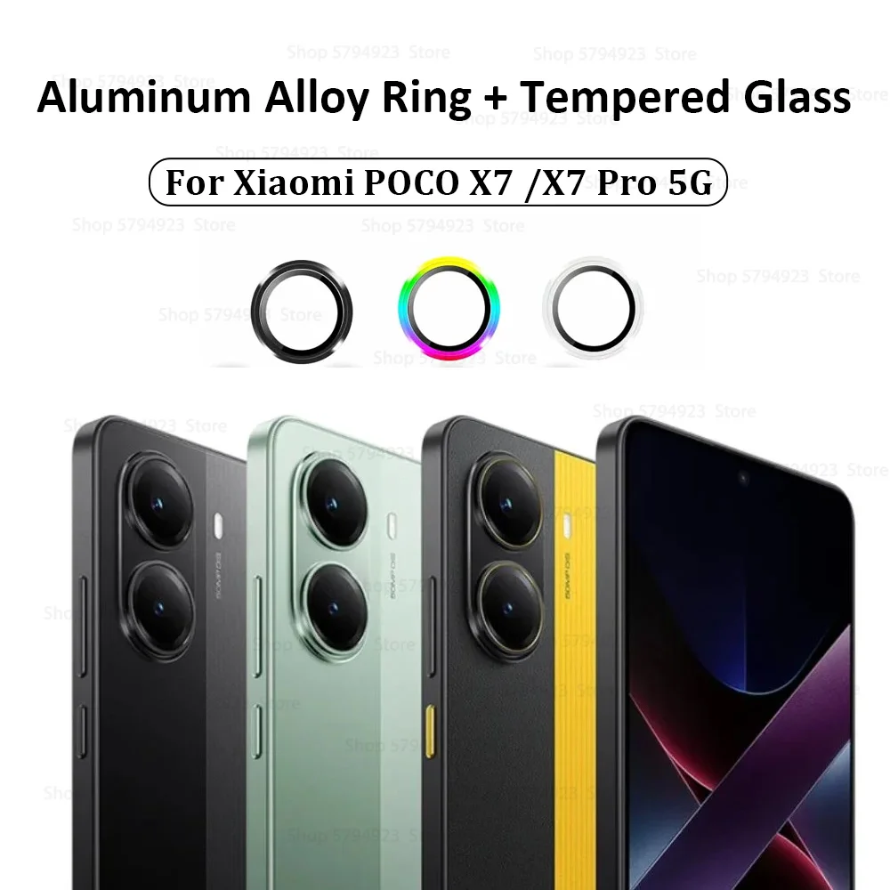 For Xiaomi Poco X7 Pro X7Pro 3D Rear Camera Glass Metal Lens Ring Protector For PocoX7Pro X 7 Pro Poko Little x 7pro 5G Lens Cap