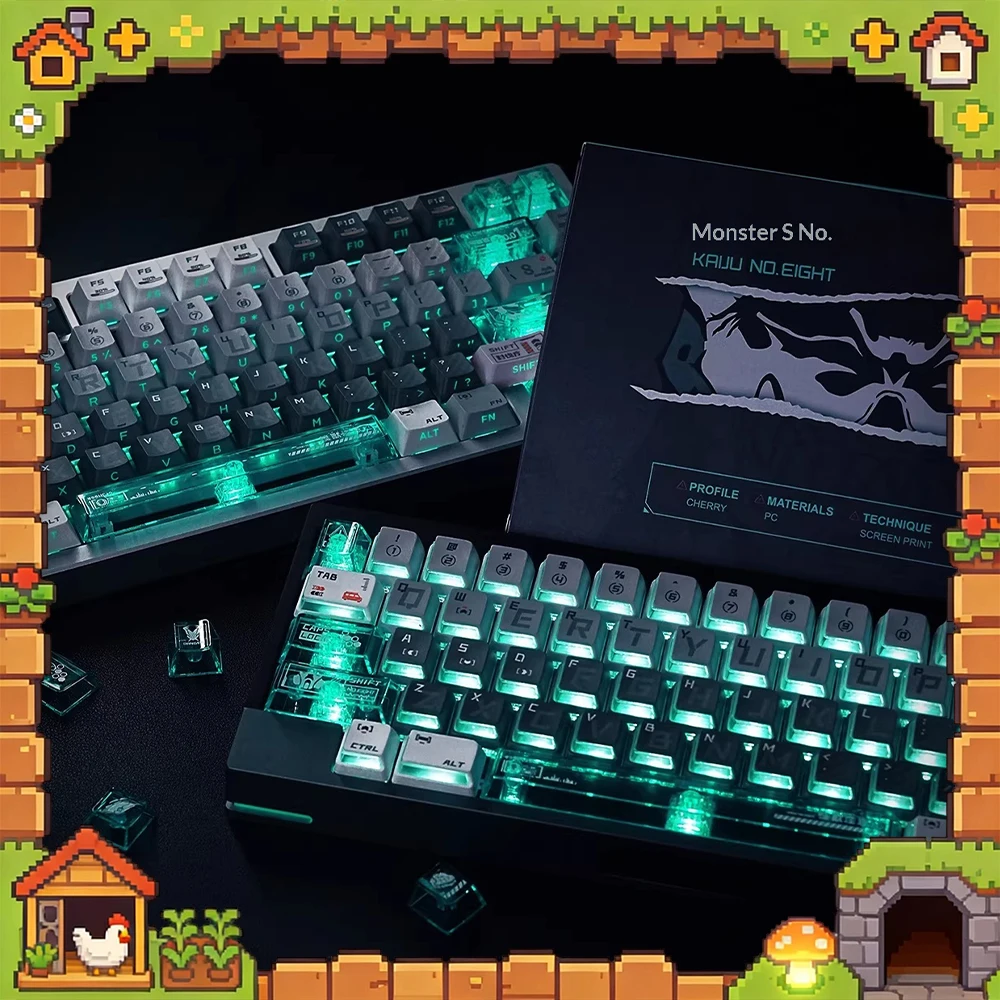 

TITANNATION Monster 8 PC Keycaps Nuclear Power Transmission Keyboard Keycaps Nightmare Bee ev63 ace68 For PC Accessories Gifts