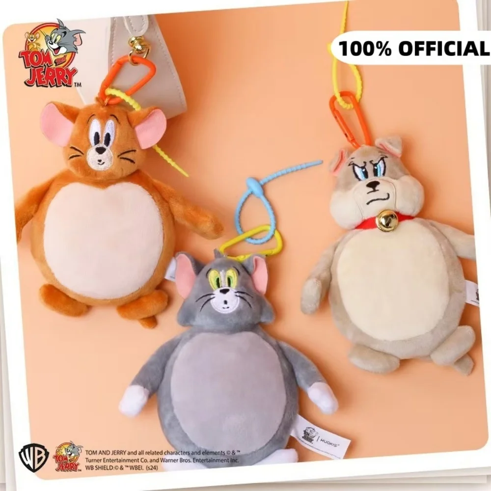 Muñeco de peluche de Anime genuino Tom y Jerry, llavero de peluches Kawaii con punta, mochila de dibujos animados, decoración, muñecas, juguetes, regalos de cumpleaños para niñas