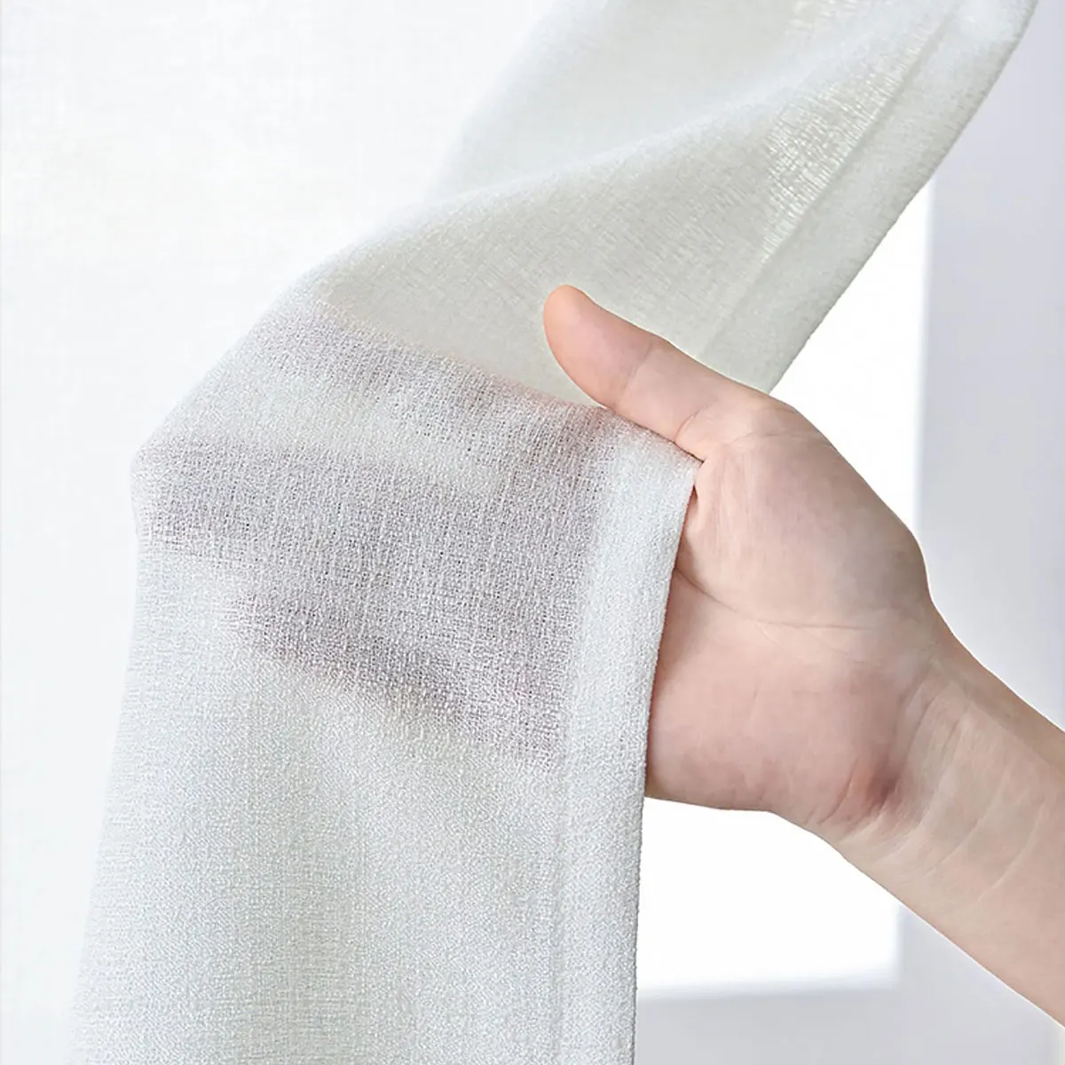 1pc White Light Transparent Window Sheer, Hook & Loop Soft Light Voile Curtain, Decorative Drape for Small Windows in Kitchen
