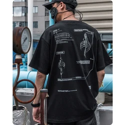 Unisex HipHop Skeleton Print T-Shirt Men's Clothes Japanese Loose Short Sleeve 2022 Streetwear Cotton Harajuku Black Oversize