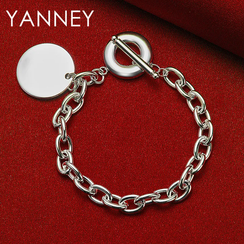 

Fashion 925 Sterling Silver 8 Inches Fine Smooth Round TO Bracelet For Women Party Engagement Wedding Gift Girlfriend Jewelry