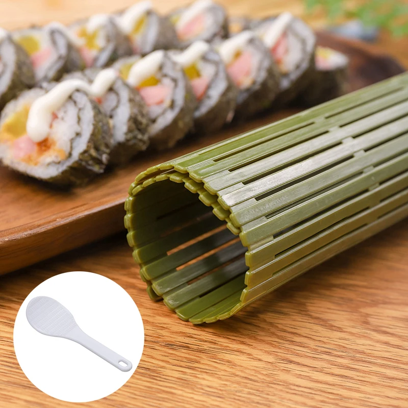 Große grüne Kunststoff Sushi Werkzeug Kimbap Sushi Rolle DIY Onigiri Reis Paddel Werkzeuge Bambus Sushi Matte Sushi Werkzeug maschine Home Küche