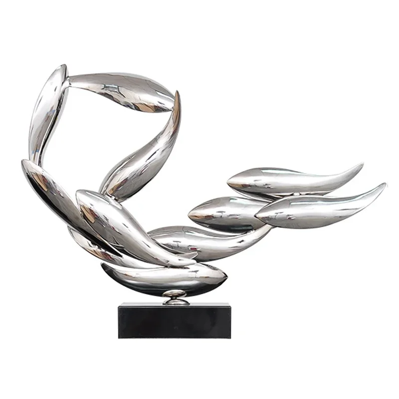 

has fish every year stainless steel metal sculpture ornament hotel clubhouse electroplating abstract art decoration