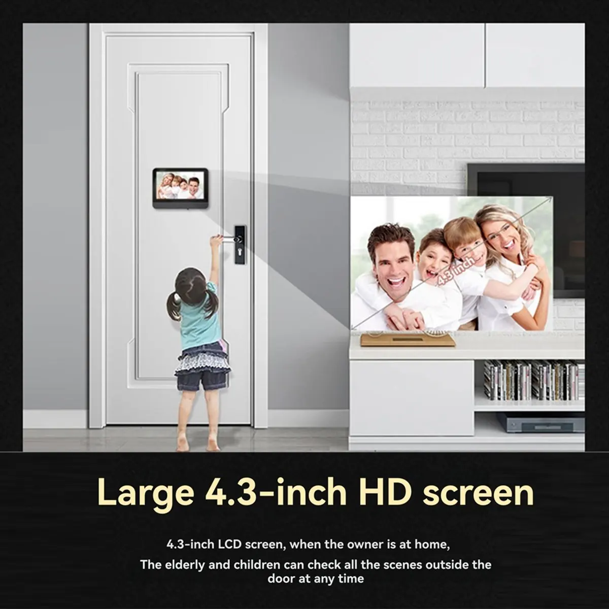 【Doorbell】 Tuya Wifi Smart Doorbell Monitoring 3MP Camera 140° Wide Angle Electronic Observer with 64G Memory Card