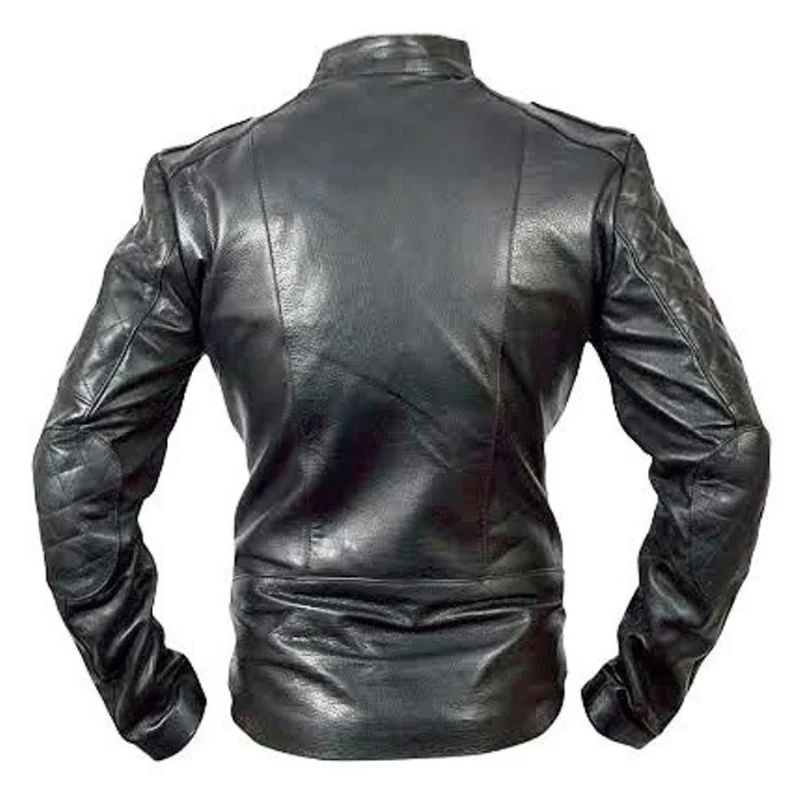 Men Leather Jacke Brando Motorcycle Biker Black Top Grain Coat Genuine Leather