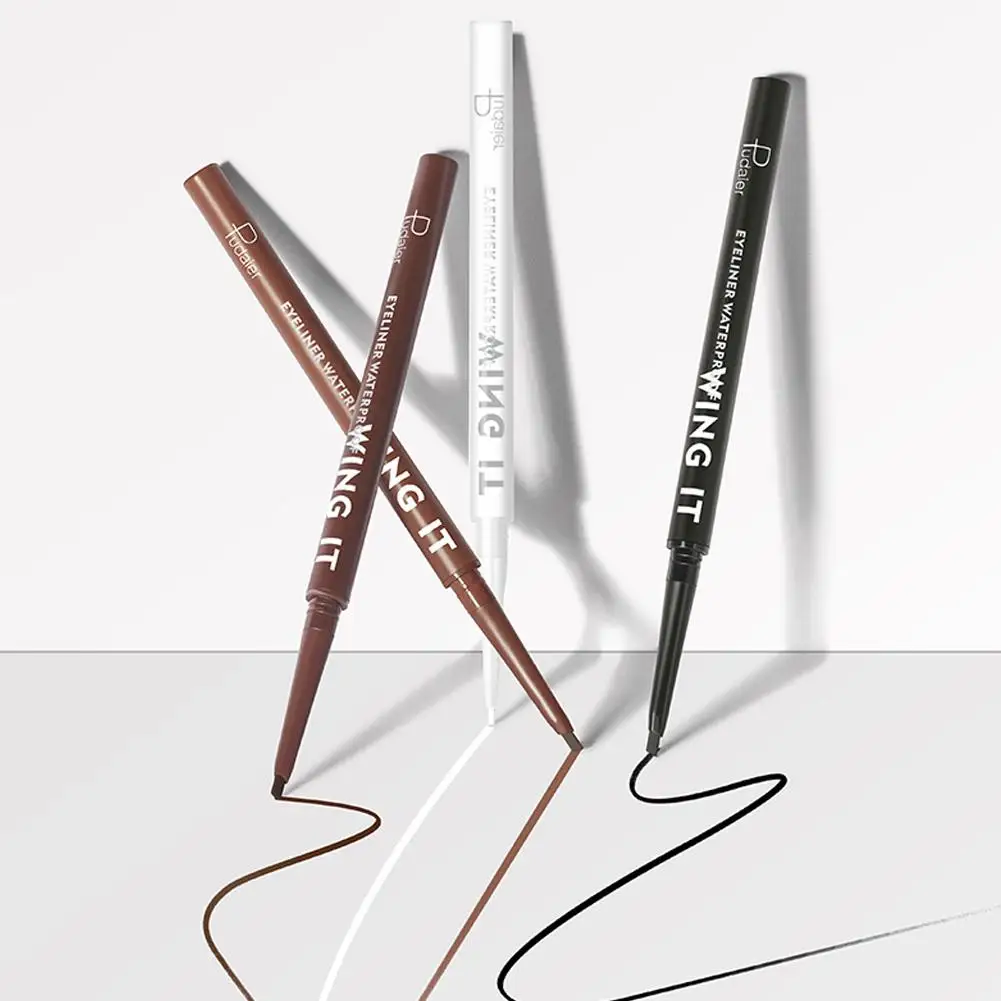 อายไลเนอร์กันน้ำปากกาสีขาวสีดำสีน้ำตาลติดทนนานไม่ใช่ดินสอแห้งเร็วบลูมมิ่งเมคอัพอายไลเนอร์เจลเครื่องสำอางค์ X9M5