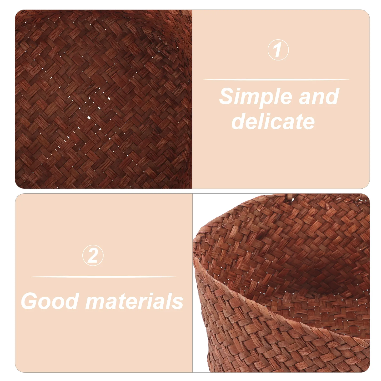 

Stylish Straw Woven Trash Basket Wear-Resistant Garbage Container Desktop Floor Storage Bucket Home Office Decoration
