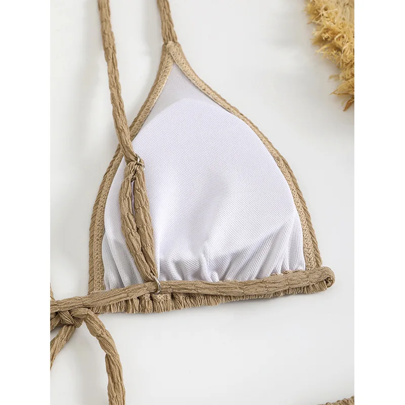 3 Piece Bikini Women Swimsuits 2025 Female Swimwear Beachwear Swimming Bathing Suit Cover Up String Bikini Set Triangle Biquini