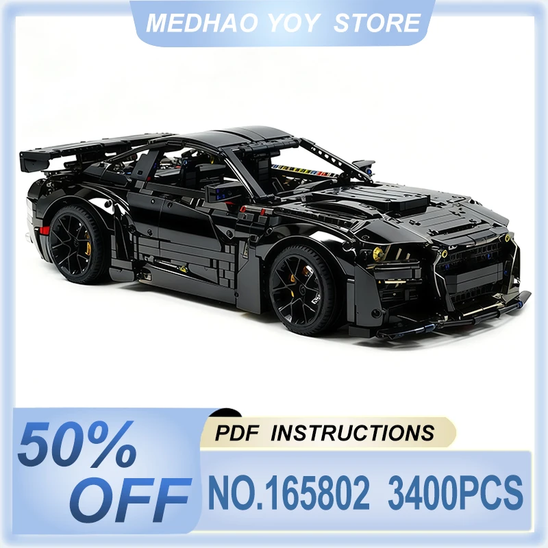 

Custom High-end 165802 GT500 Glossy black Speed Sports Vehicle 1:8 Model Buidling Block Brick Puzzle DIY Toys Christmas Gift Kid